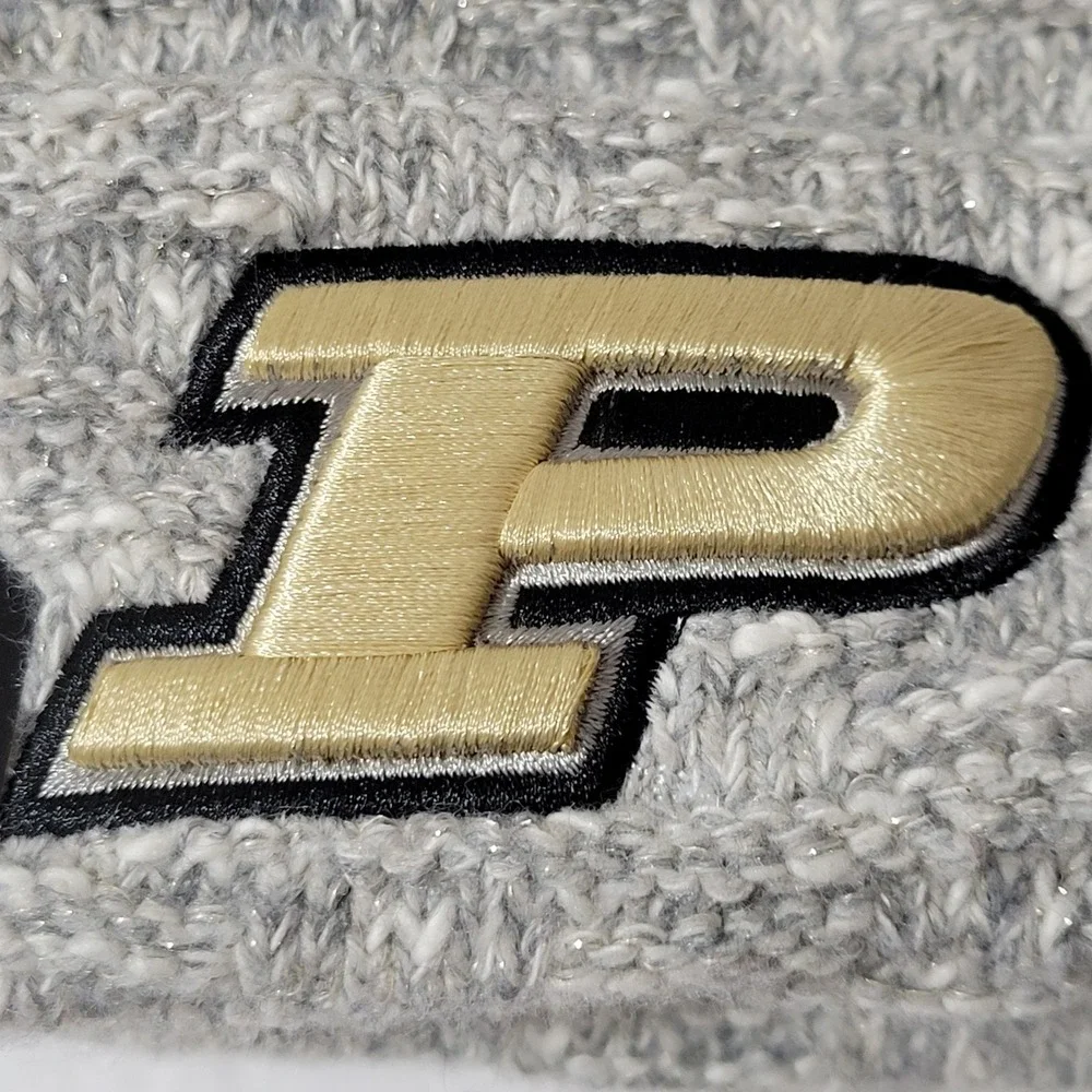 New Era Purdue Boilermakers Beanie Hat Women OSFM Gray Metallic Knit Cuffed NCAA